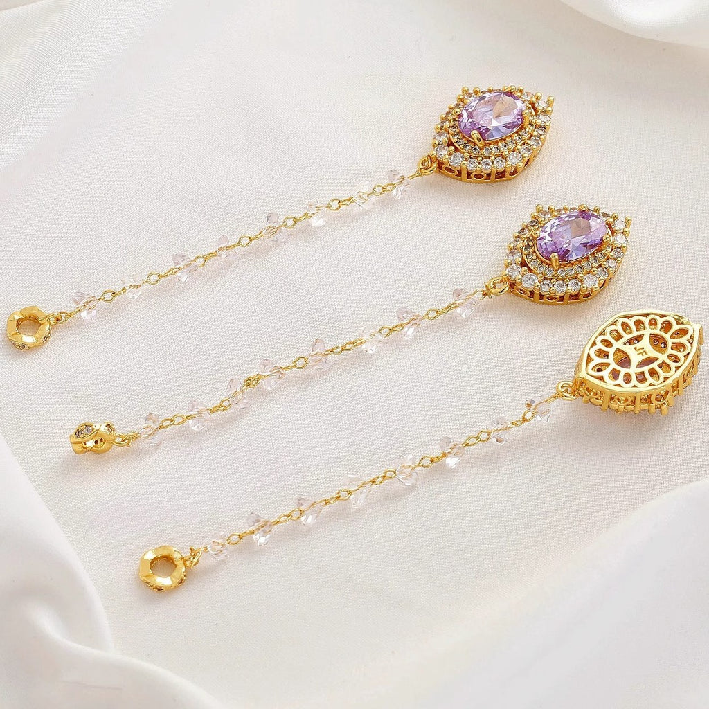 Zirconia Teardrop Tassel Pendant with Through-Hole