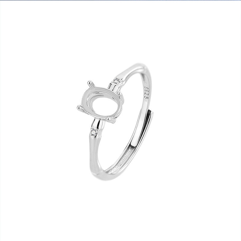 925 Sterling Silver Ring Mount for 5x7mm Oval Gemstone, Minimalist High-End DIY