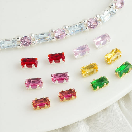 (100pcs)2x4mm Rectangle Prong-Set CZ