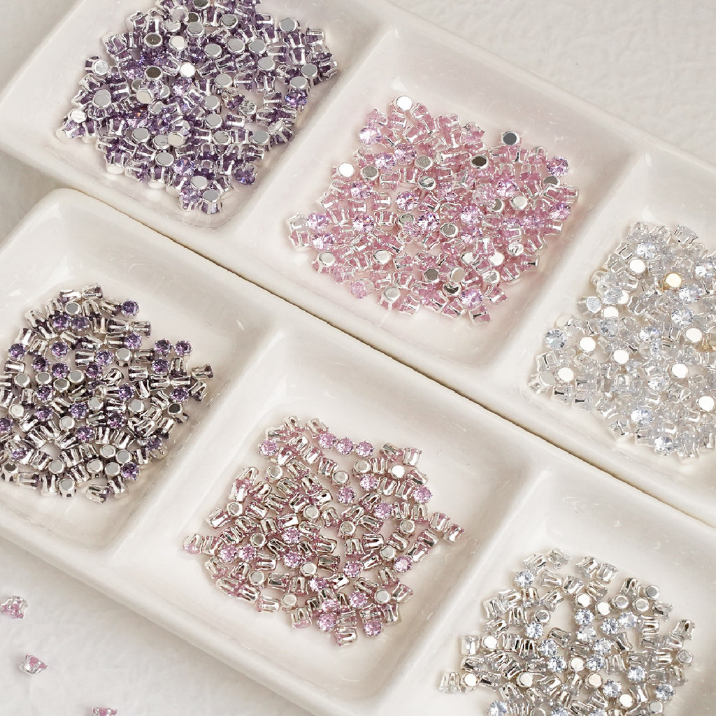 (100pcs)3MM Round Prong-Set CZ