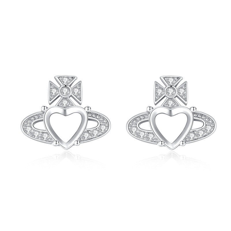 925 Sterling Silver Earring Mount for 6mm Heart Gemstone, Love-Shape Luxury DIY