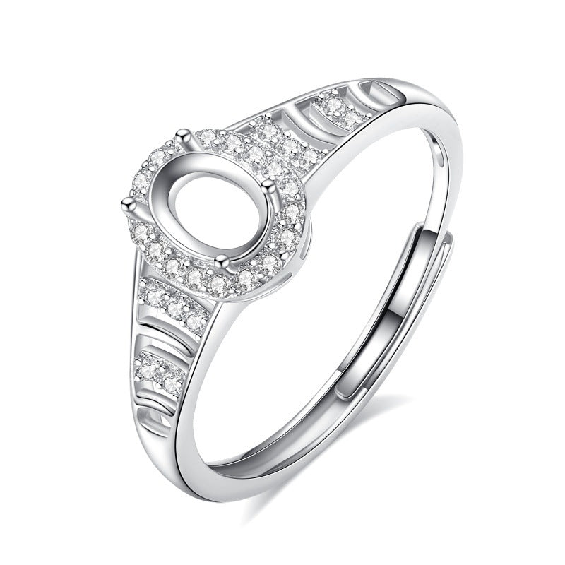 925 Sterling Silver Ring Mount for 4x6mm Oval Gemstone, Minimalist Luxury Designer Setting