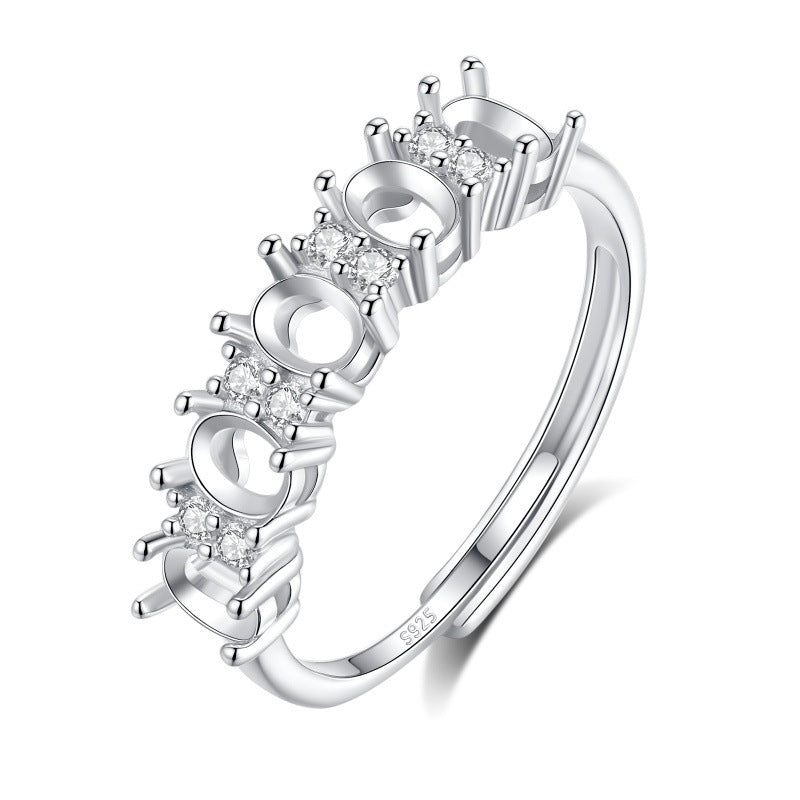 925 Sterling Silver Ring Mount for 3x4mm Oval Row Ring