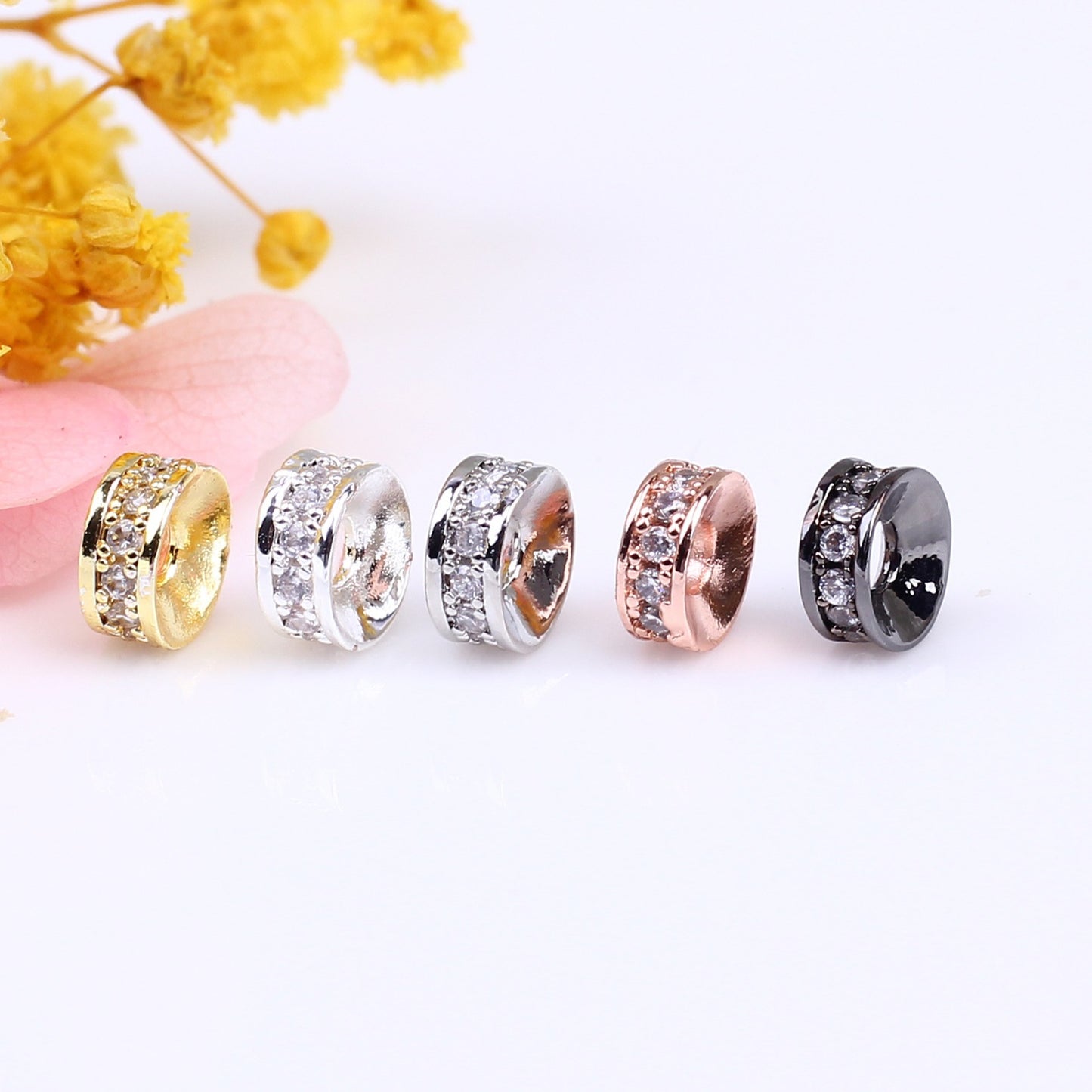 (20pcs)4/6/8mm Copper Micro-Pave CZ Round Spacer Bead