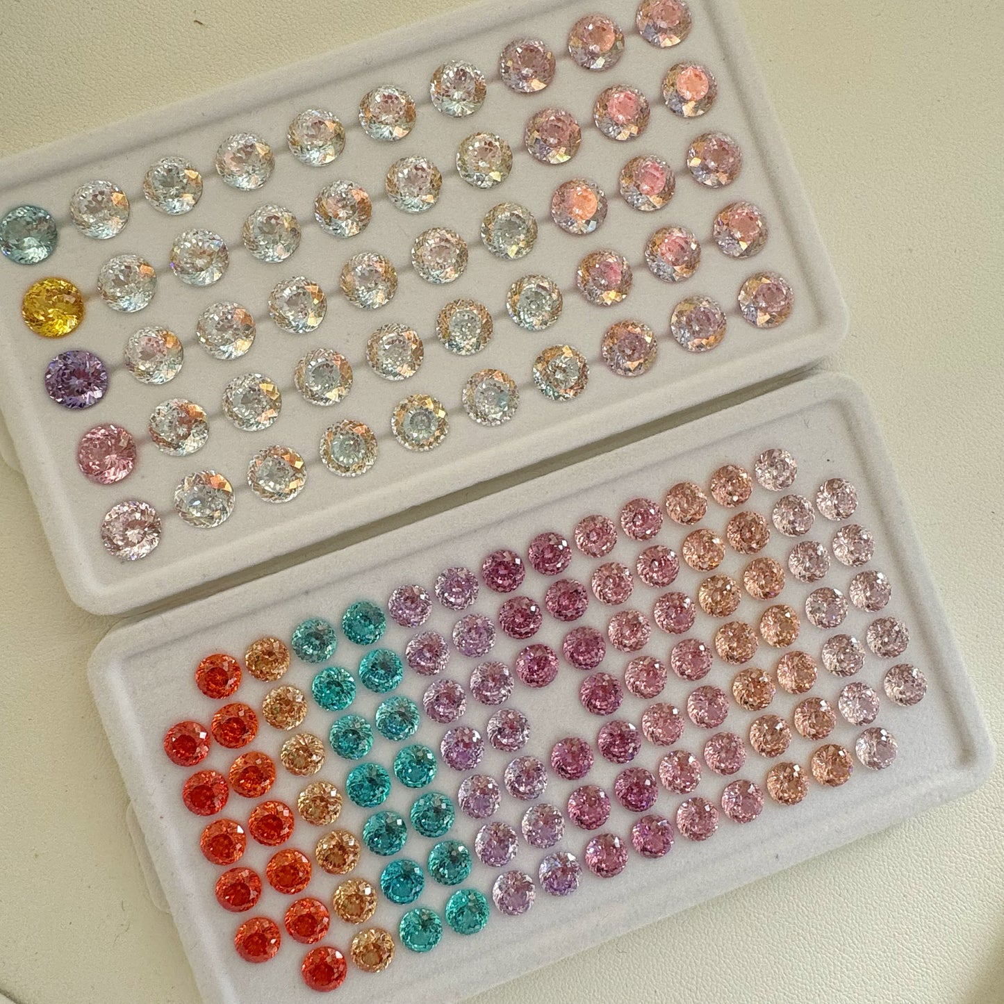 5A 6-8mm Round Coated Nest Cut Loose CZ Stone - 2pcs