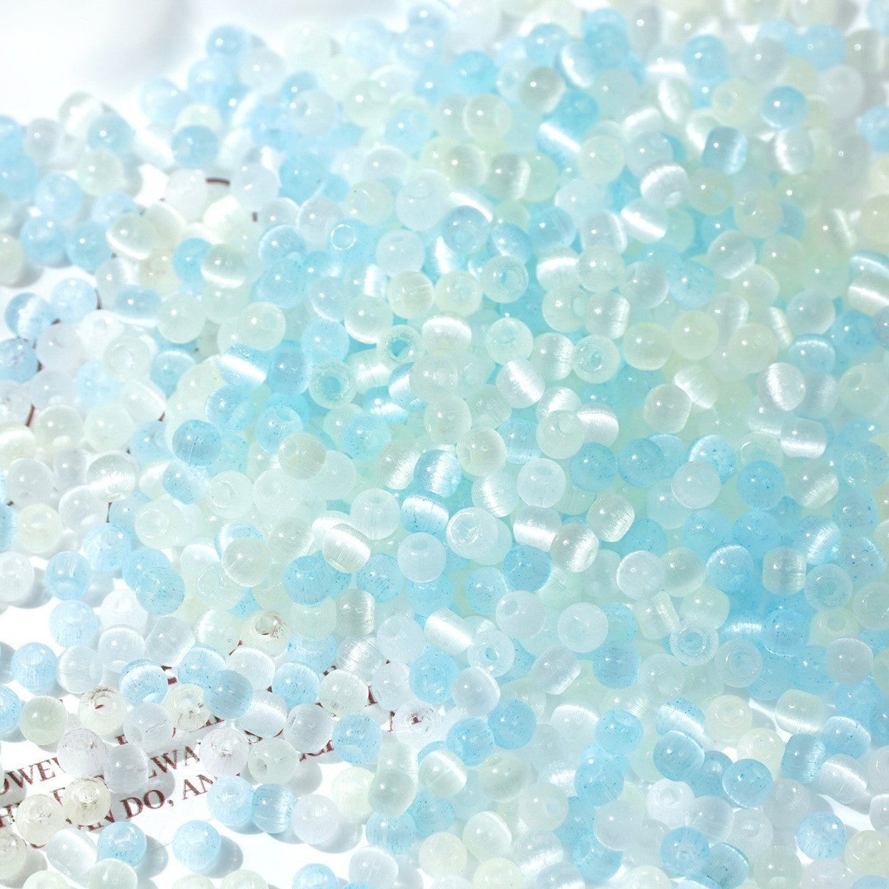 (500pcs)4mm Brushed Cat's Eye Round Glass Seed Beads