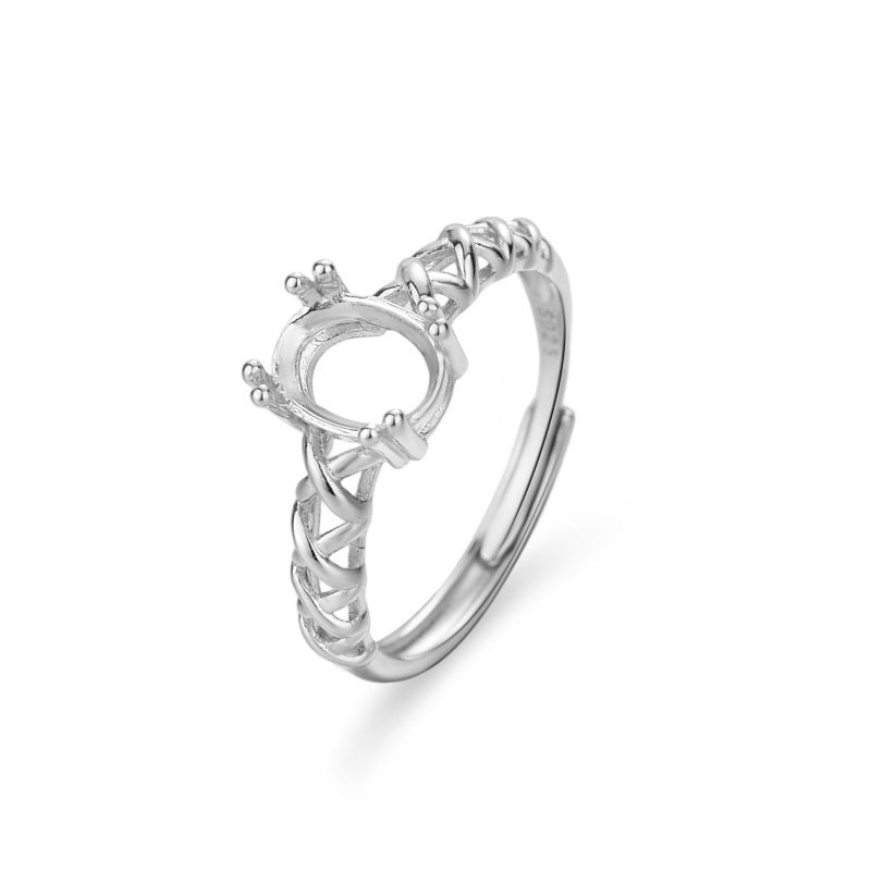 Solid 925 Sterling Silver Blank Ring Setting for 6x8MM Oval Diamond