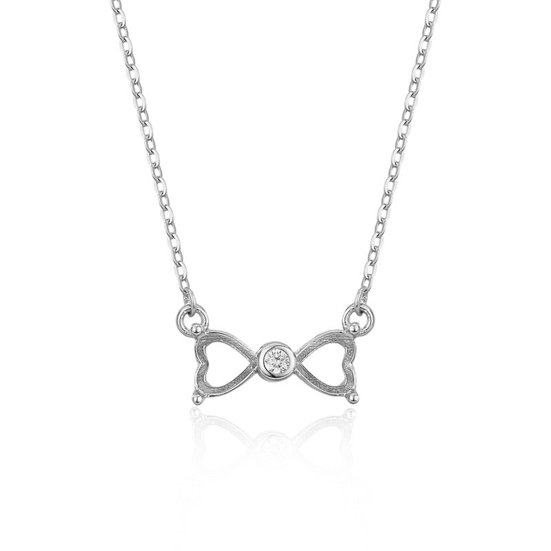 925 Sterling Silver Semi-finished Pendant Mount for 5mm Heart Gemstone, Minimalist DIY Collarbone Chain