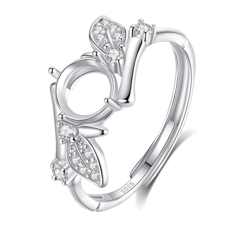 925 Sterling Silver Ring Mount for 6mm Round Jade/Crystal DIY