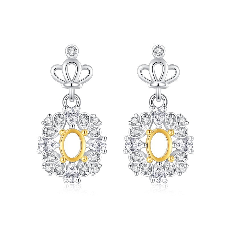 925 Sterling Silver Earring Mount for 4x5mm Oval Gemstone, Multiple Unset Styles DIY