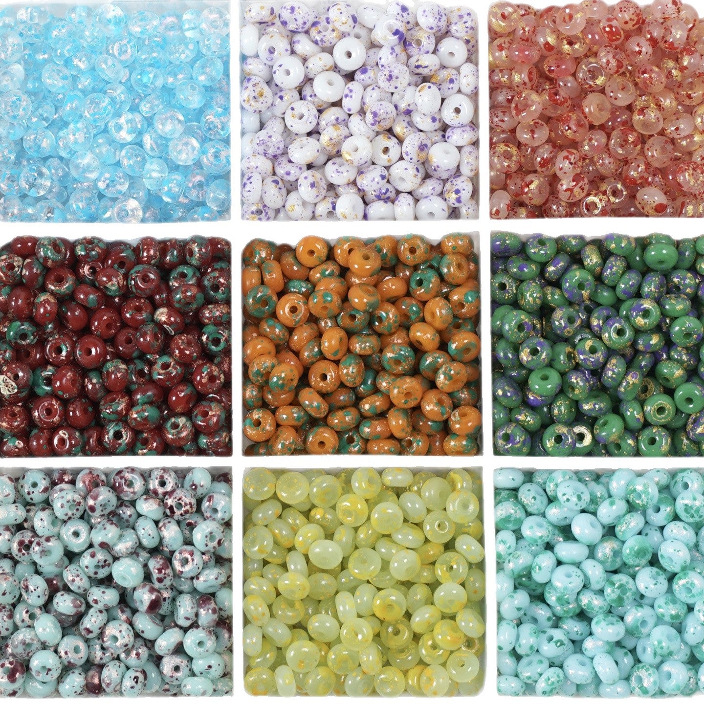 (10g)2x4mm Picasso Abacus Beads ¨C Vintage Glass Seed Beads