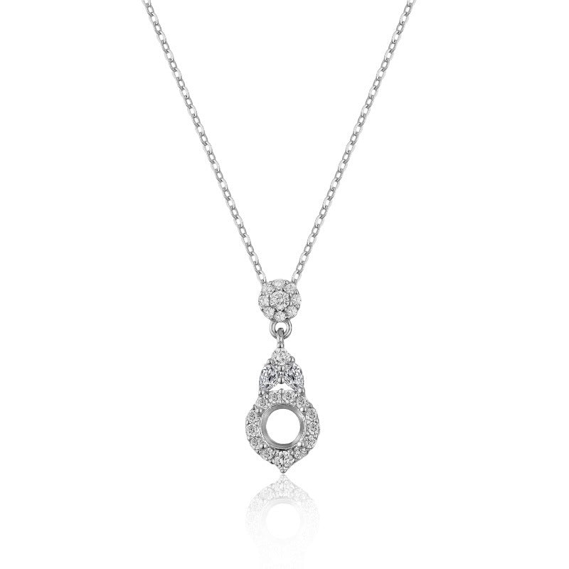 925 Sterling Silver Pendant Mount for 5mm Round Gemstone, Minimalist Luxury DIY Collarbone Chain