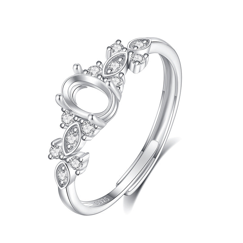 925 Sterling Silver Ring Mount for 4x6mm Oval Diamond