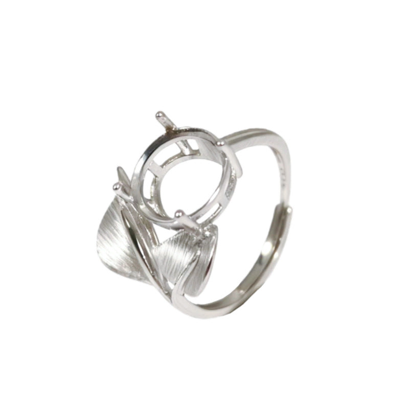 925 Sterling Silver Ring Mount for 10mm Round Gemstone, Brushed Finish