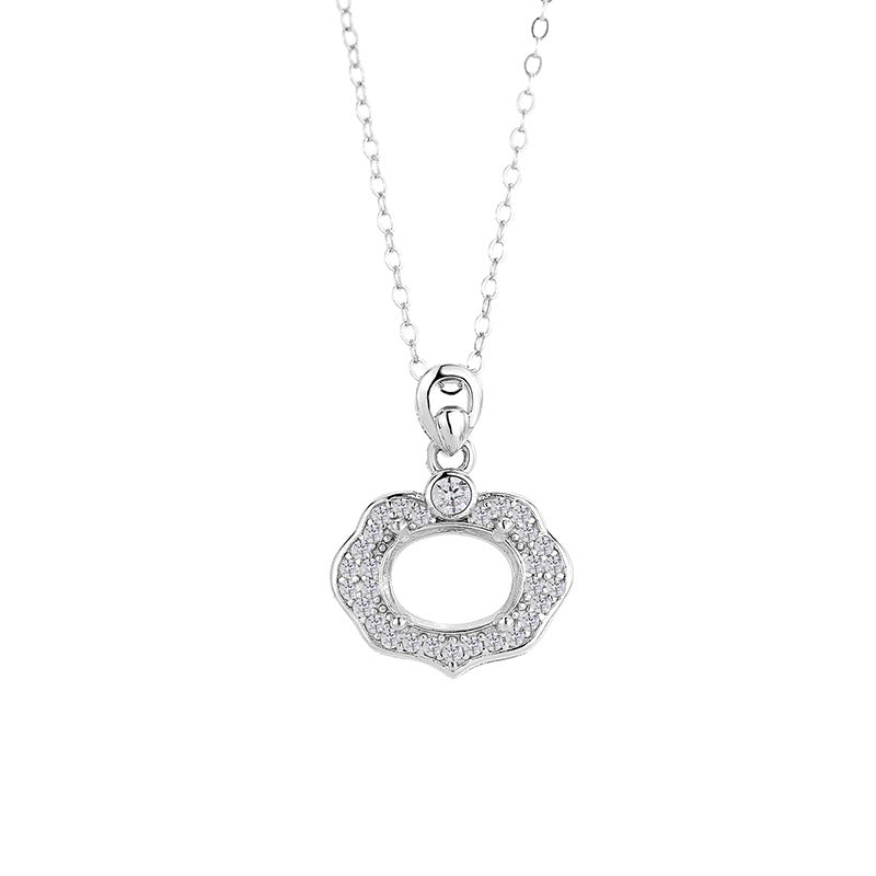 925 Sterling Silver Pendant Mount for 7x9mm Oval Gemstone, Minimalist Luxury DIY Collarbone Chain