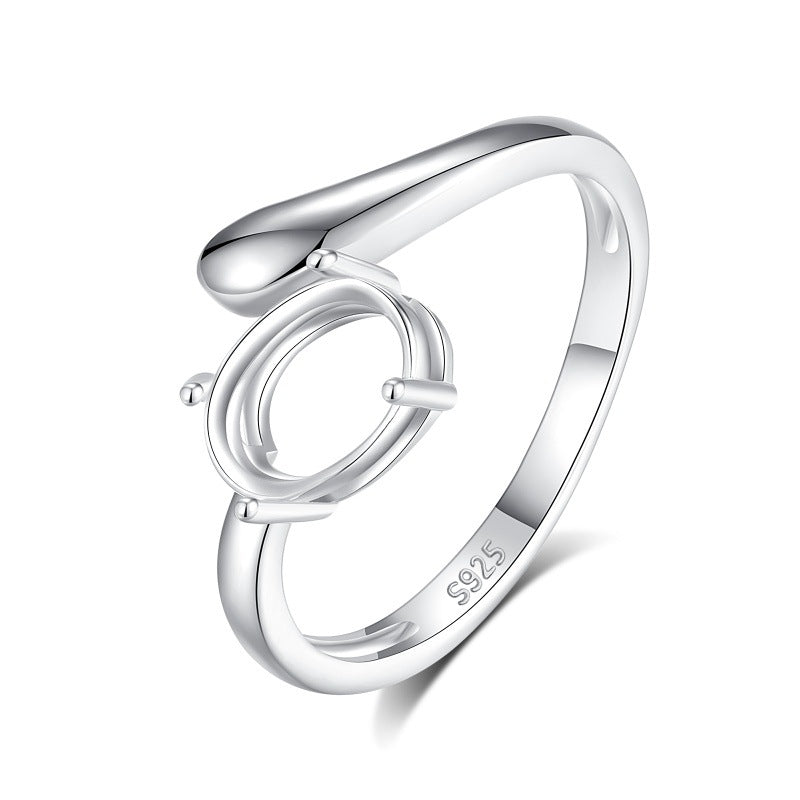 925 Sterling Silver Ring Mount for 6x8mm Oval Gemstone, Unset Minimalist Luxury DIY