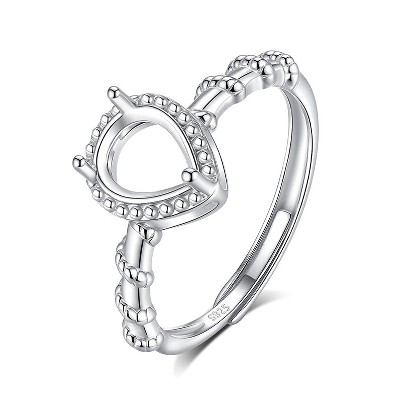 925 Sterling Silver Ring Mount for 6x8mm Pear Gemstone, Unset Fashion Luxury DIY