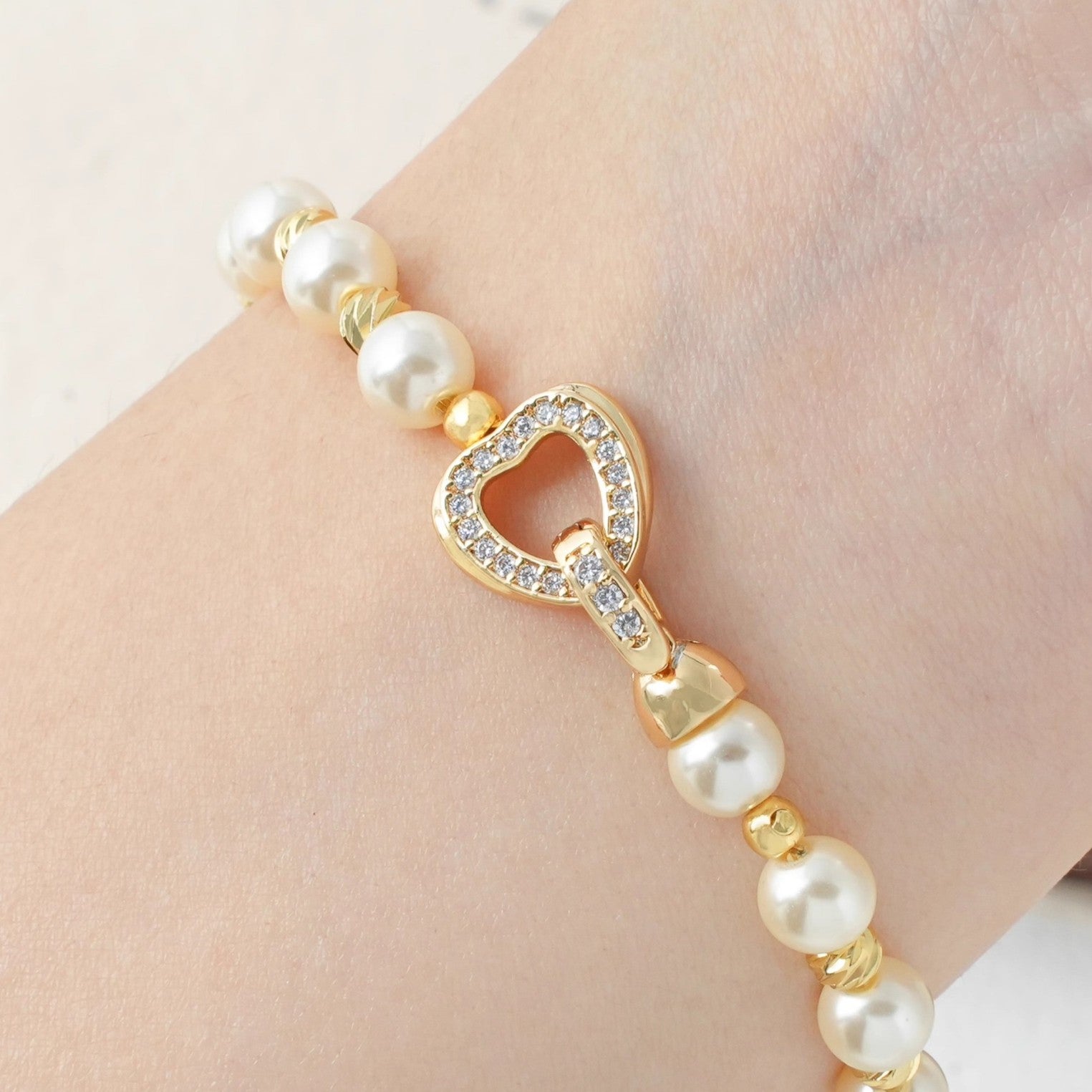 CZ-Set Single-Round Heart Clasp