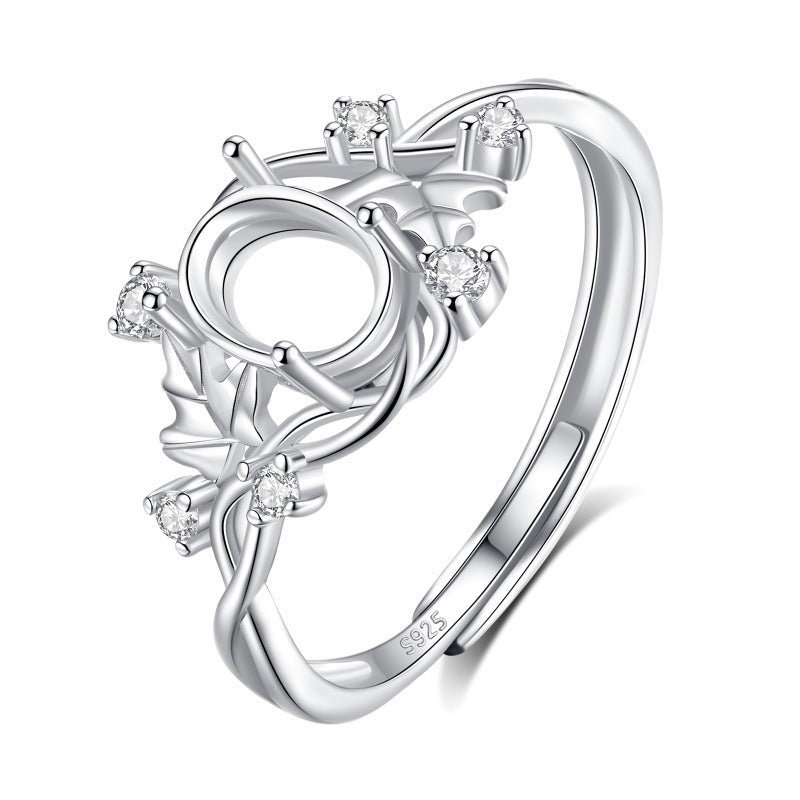 Adjustable 925 Sterling Silver Ring Mount for 5x7mm Oval Diamond