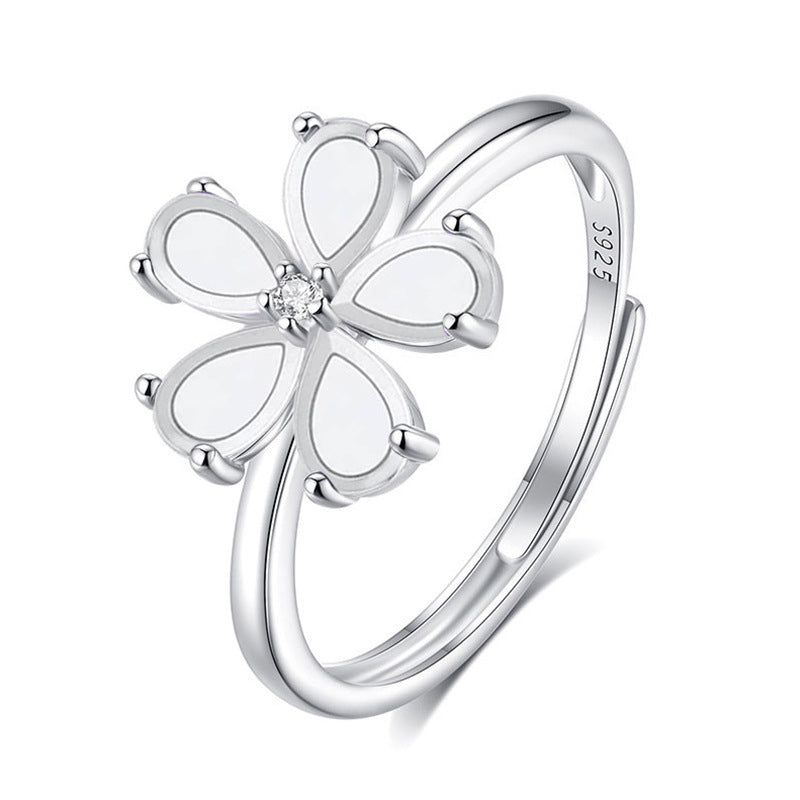 925 Sterling Silver Five-Petal Ring Mount for 3x5mm Pear Gemstone, Simple & Versatile DIY