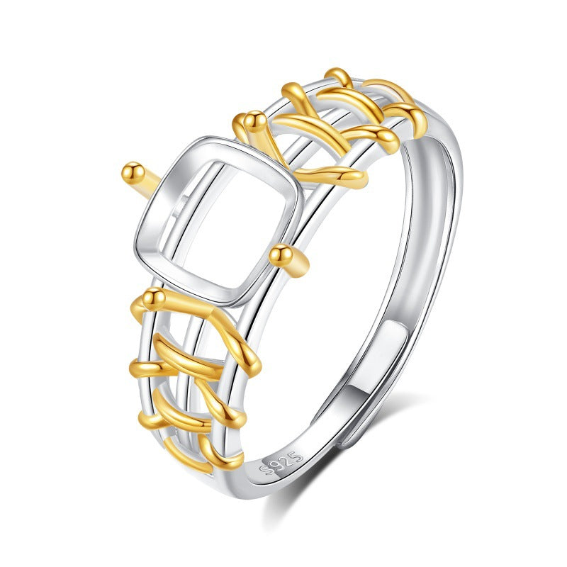 925 Sterling Silver Ring Mount for 7mm Square Gemstone