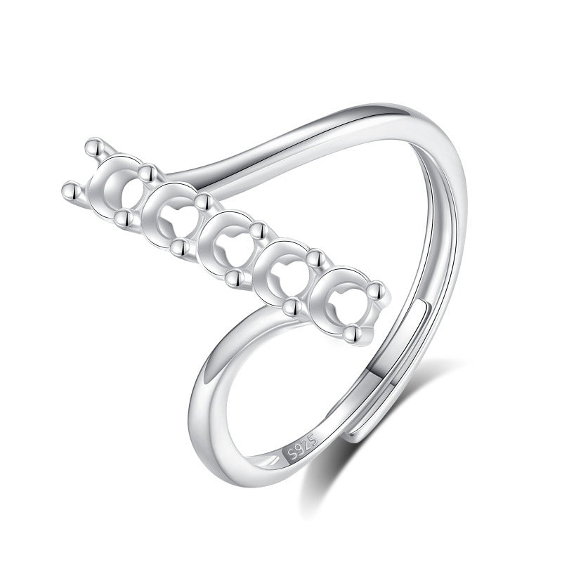 925 Sterling Silver Ring Mount for 3mm Round Amber/Jade/Pearl/Crystal