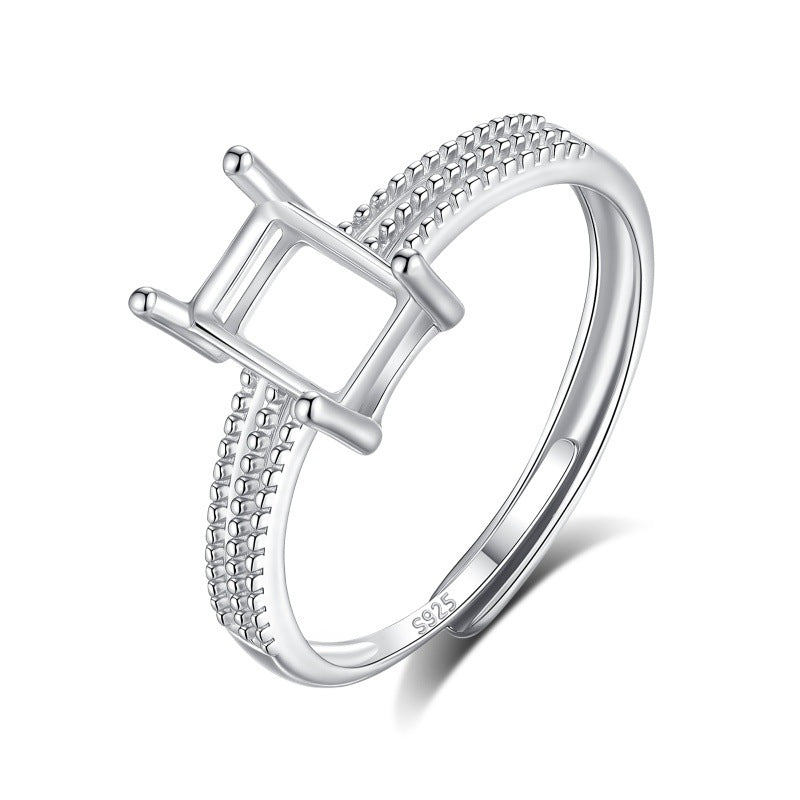 925 Sterling Silver Ring Mount for 5x7mm Rectangle Multi-Stone, Minimalist Luxury Designer Setting
