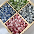 (100pcs)10mm Golden Thread & Jade Crackle Glass Beads