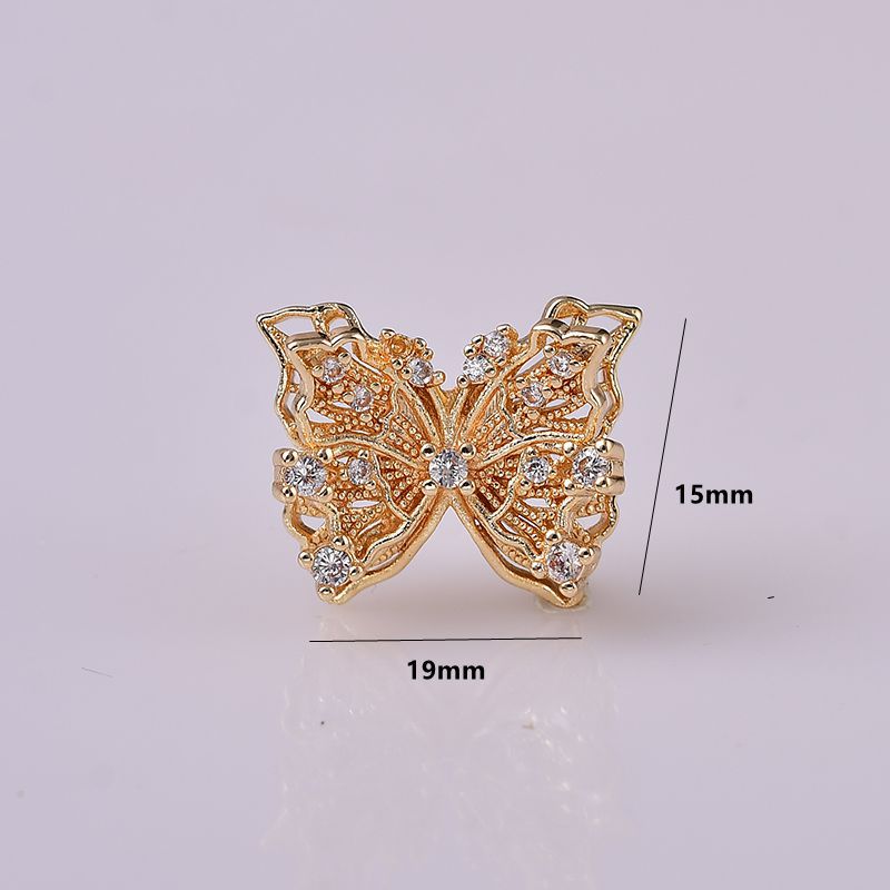 (10pcs)3D Butterfly with Zircon Spacer