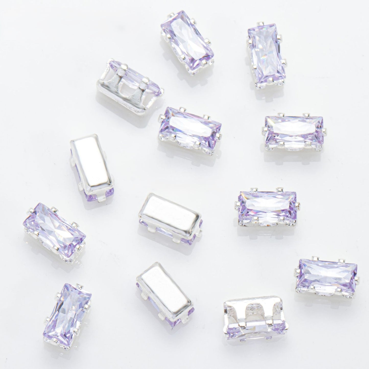 (100pcs)5x7mm Rectangle Prong-Set CZ