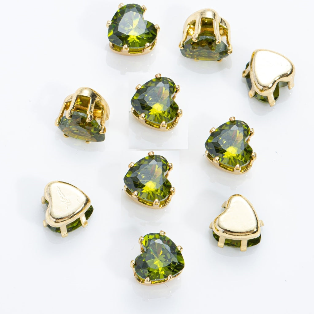 (100pcs)5MM Heart Prong-Set CZ with Silver & Gold Base