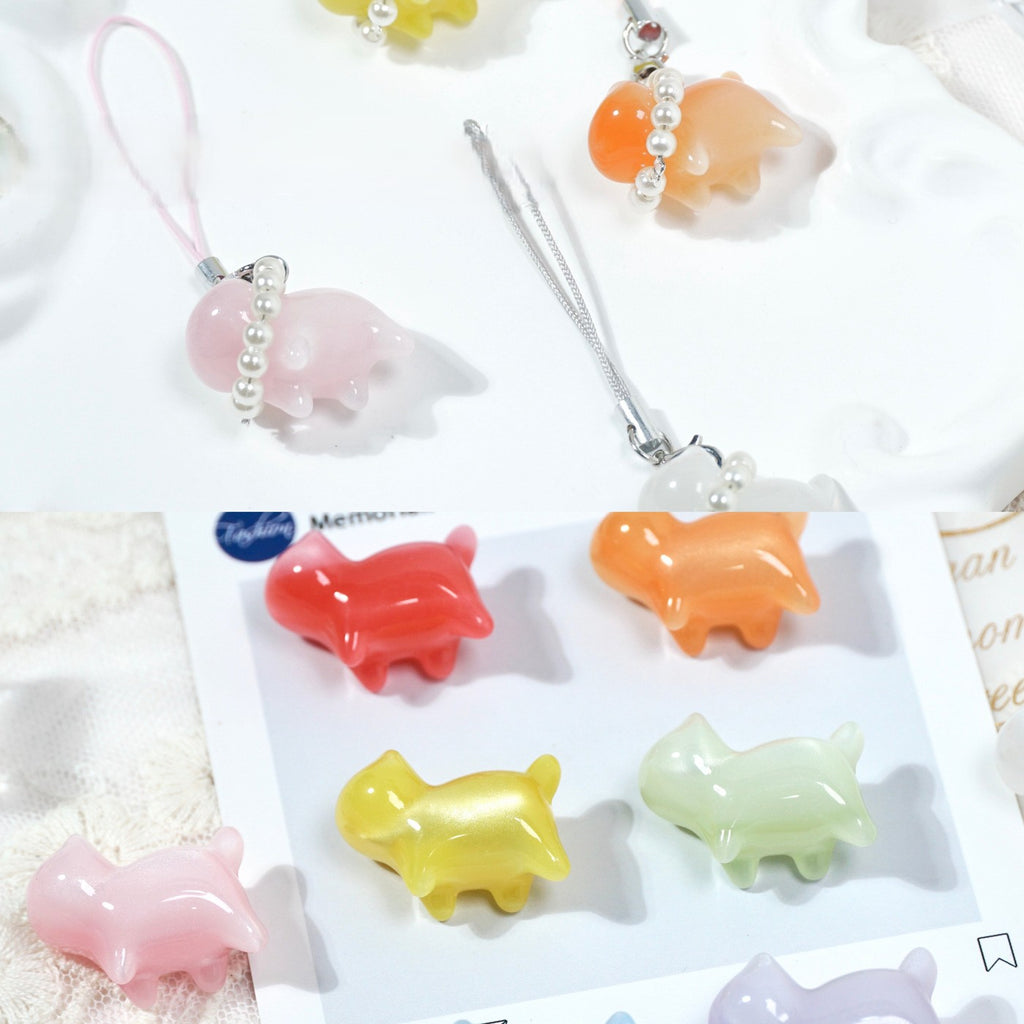 (5pcs)UV Color-Changing Resin Small Cat's Eye Cat Bead-No Holes