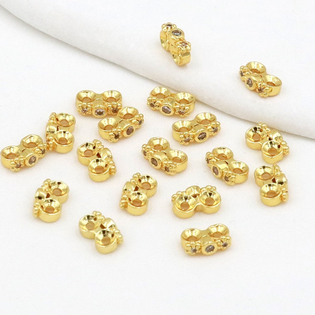 (20pcs)7mm CZ Flower Double-Row Spacer Bead / Spacer