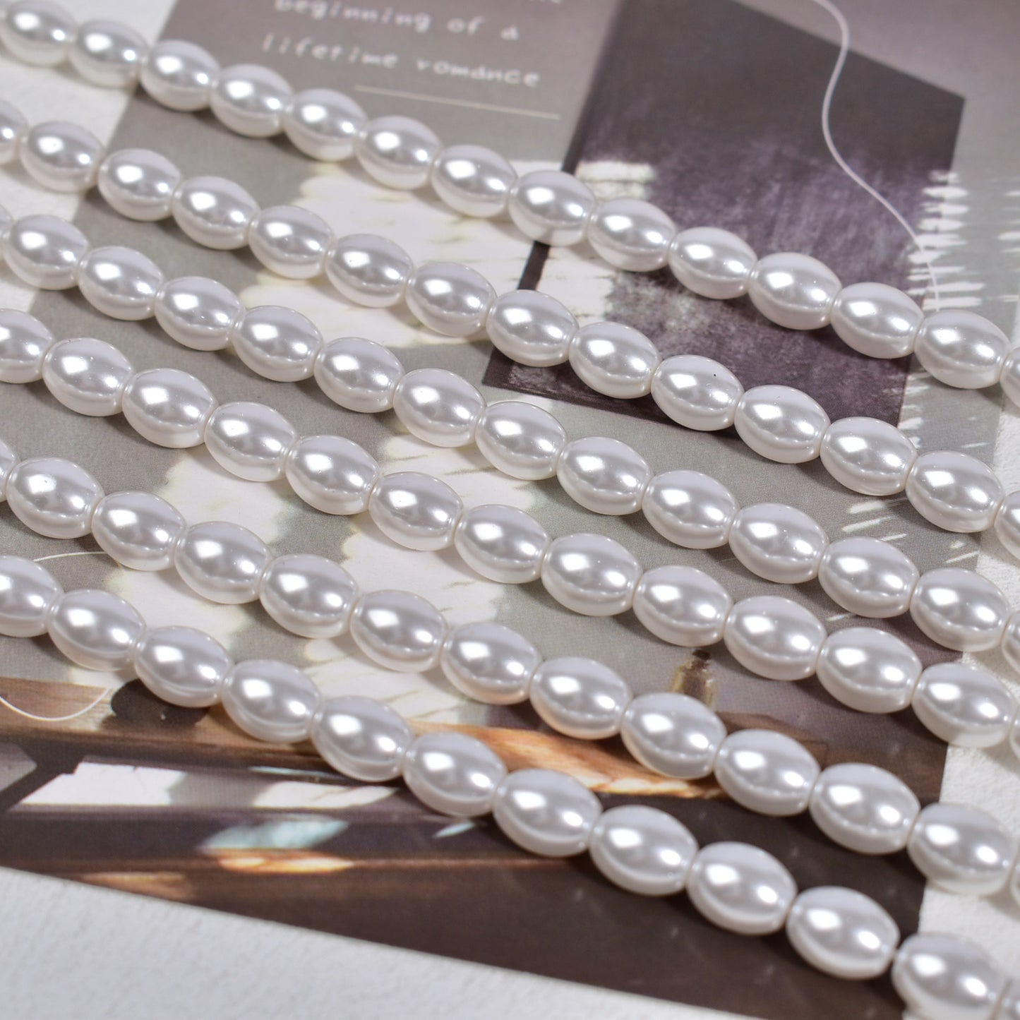 Crystal Oval Pearls, Full-Drilled Beads