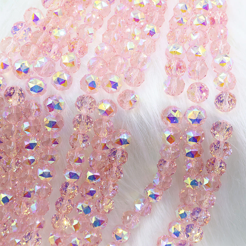 Premium 8mm Round Glossy Glass Beads - Transparent AB Series