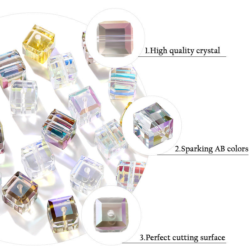 Premium 4/6/8mm Cube Crystal Beads - Serenity Monochrome Collection