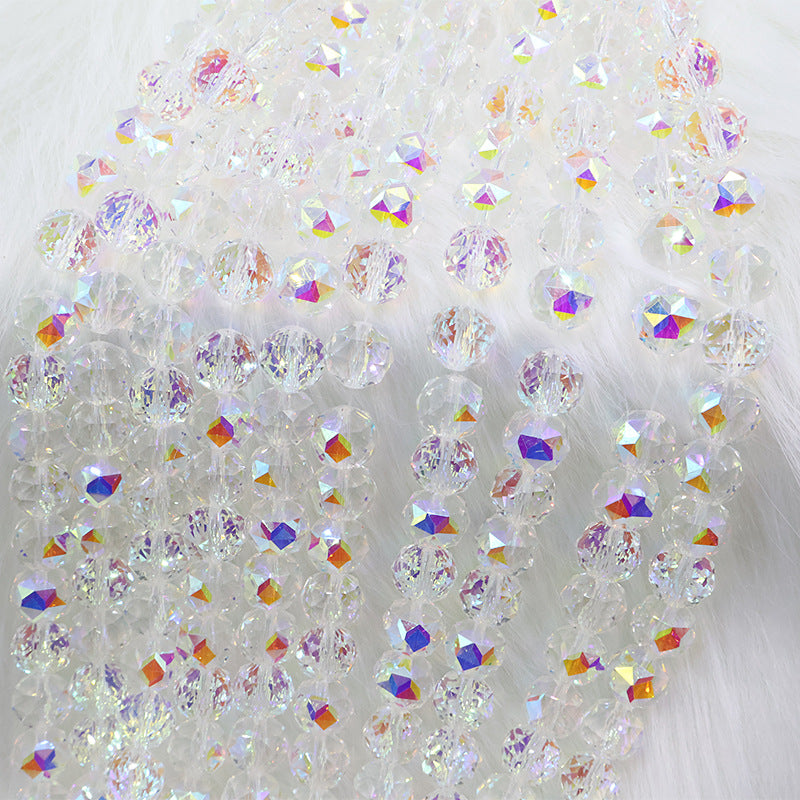 Premium 8mm Round Glossy Glass Beads - Transparent AB Series