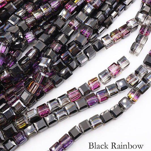 Premium 4/6/8mm Cube Crystal Beads - Ember Gilt Collection