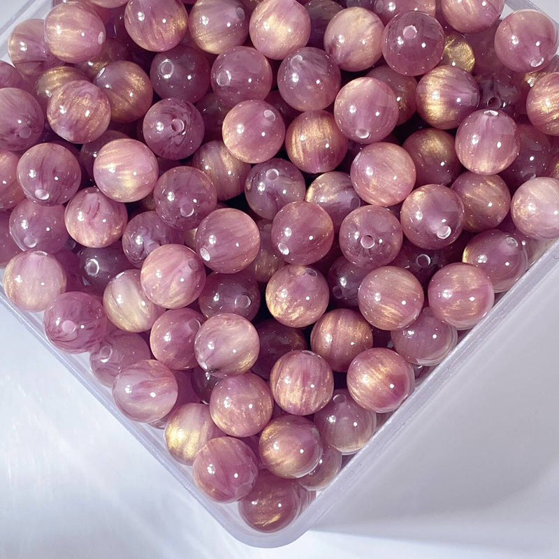 (50pcs)8/10/12/16MM Gilded Resin Beads- Oil-Painted Hues