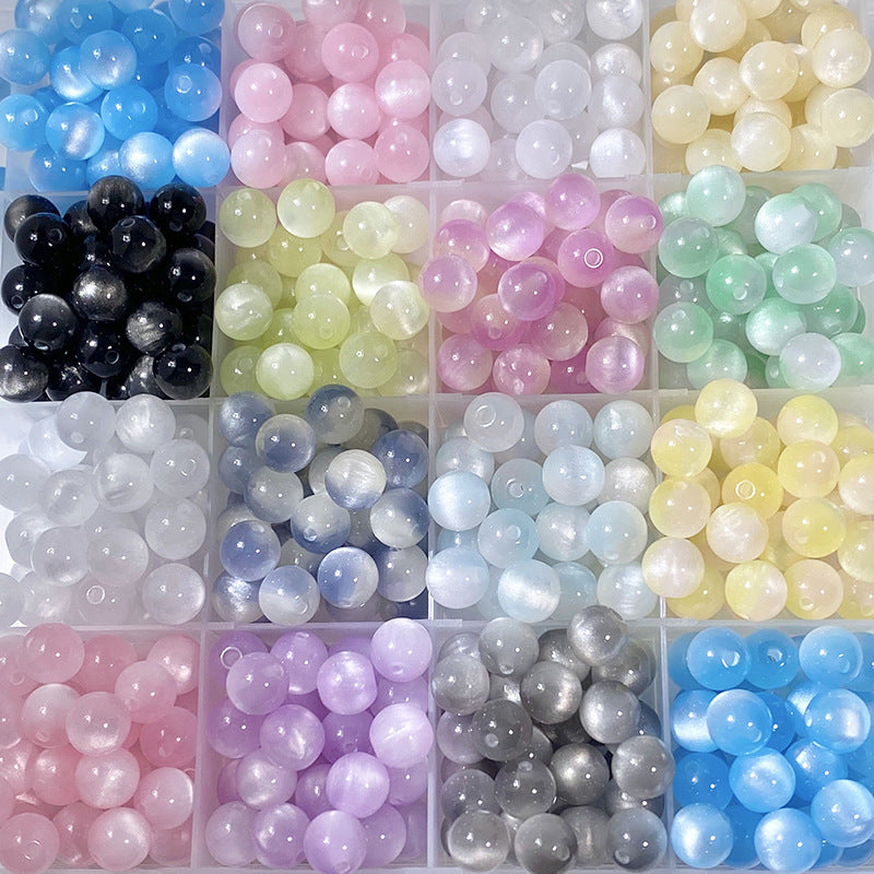 (50pcs)8/10/12/16MM Cat Eye Resin Loose Beads
