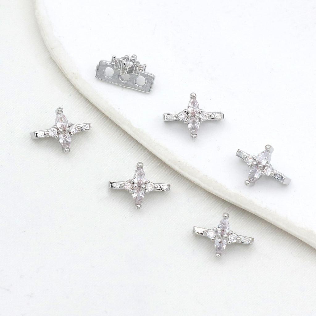 (10pcs)Flower Zircon DIY Double-Row Spacers