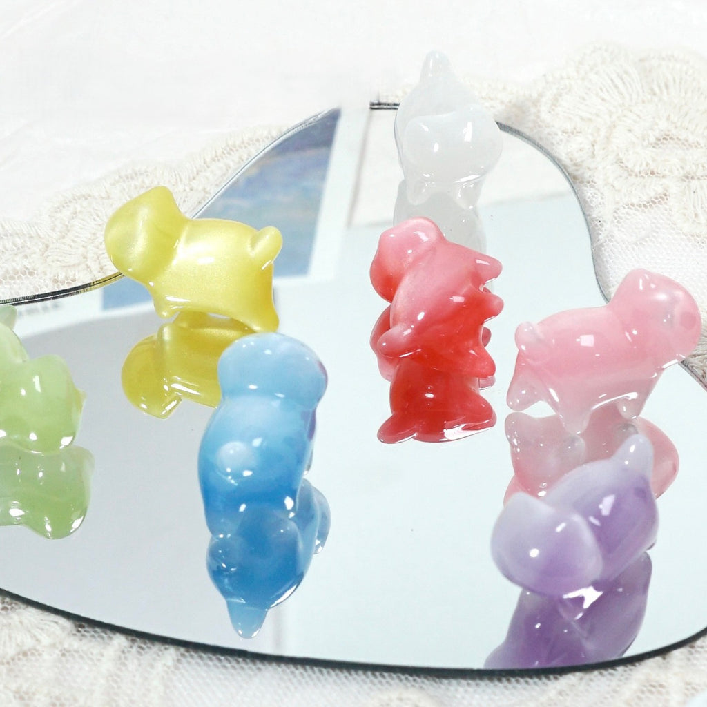 (5pcs)UV Color-Changing Resin Small Cat's Eye Cat Bead-No Holes