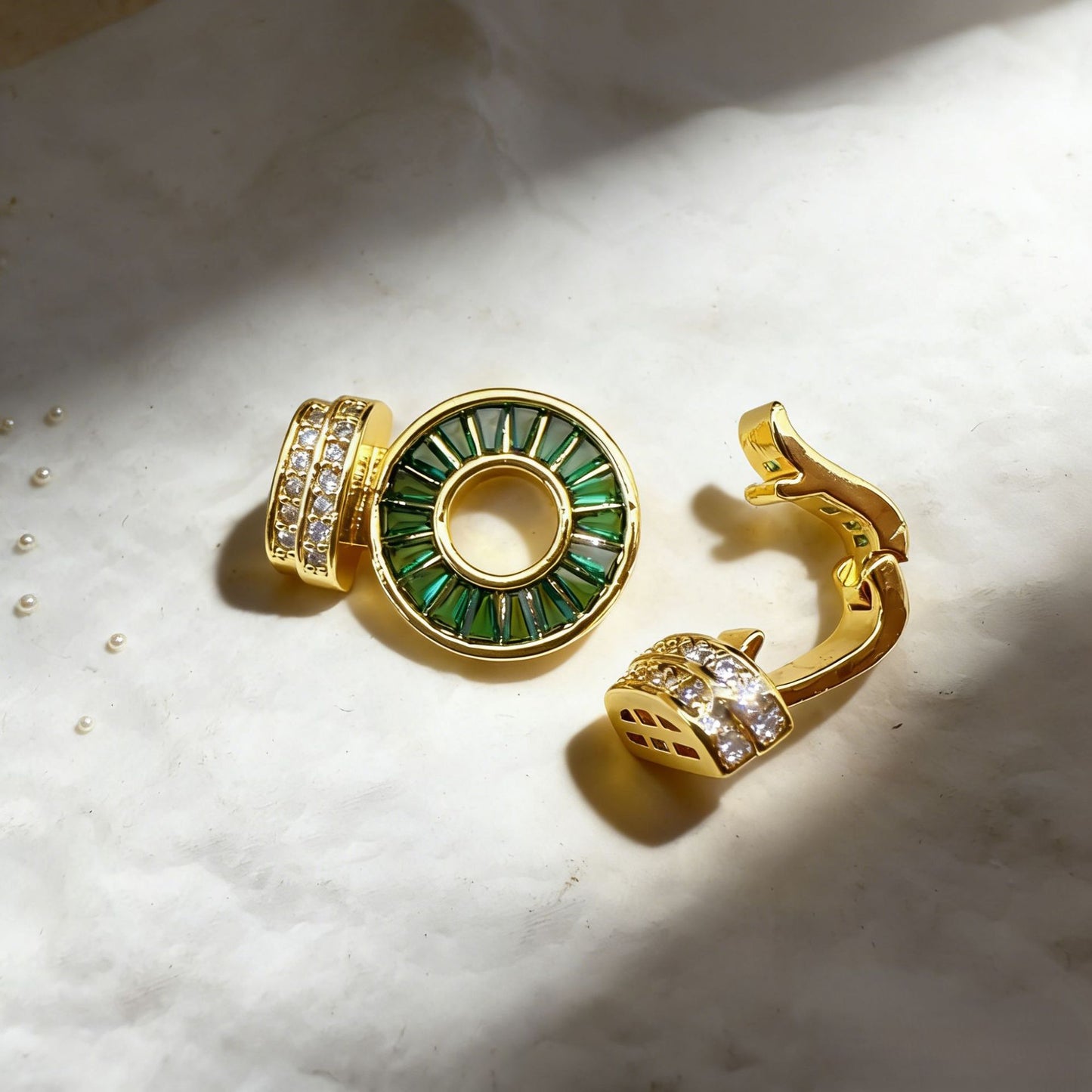 Paved Clasp with T-Square Colored Zirconia