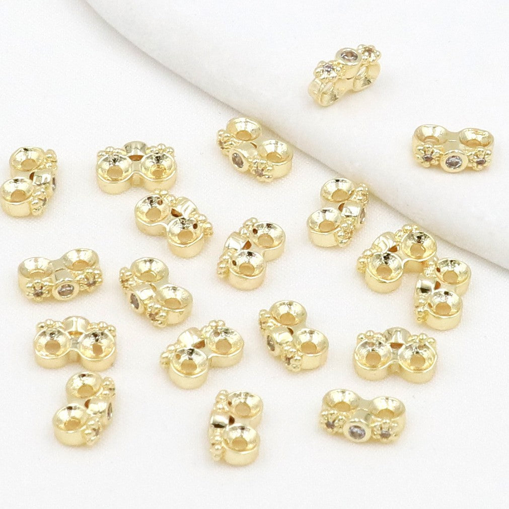 (20pcs)7mm CZ Flower Double-Row Spacer Bead / Spacer