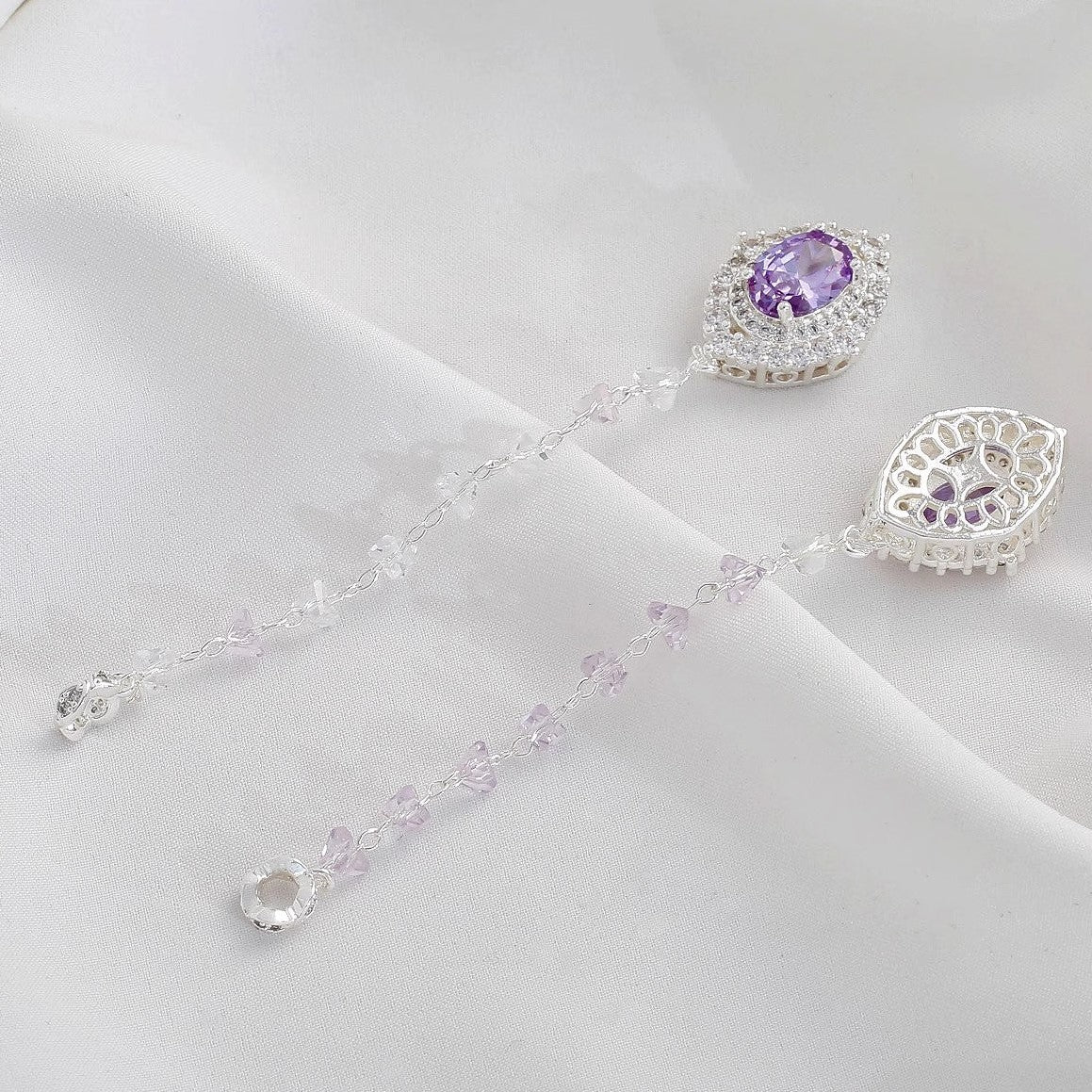 Zirconia Teardrop Tassel Pendant with Through-Hole