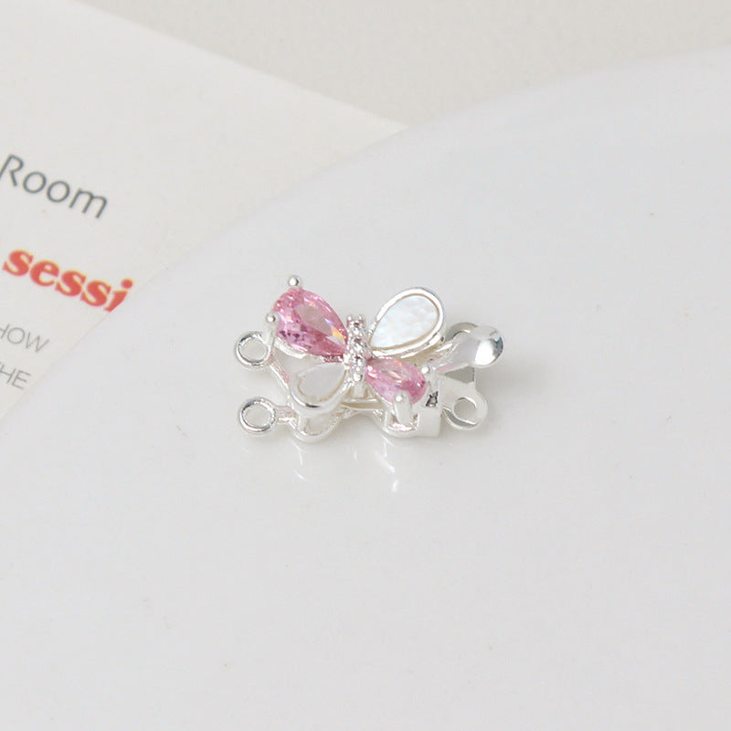 Double-Row Shell & Zircon Butterfly Closure