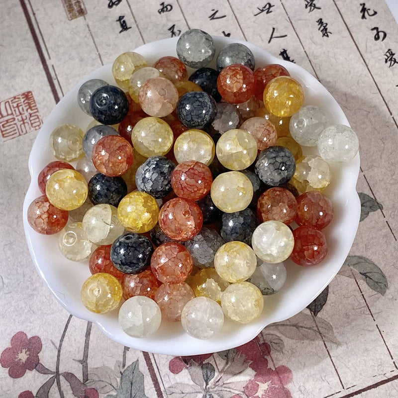 (50pcs)10mm Jade Crackle Glass Beads