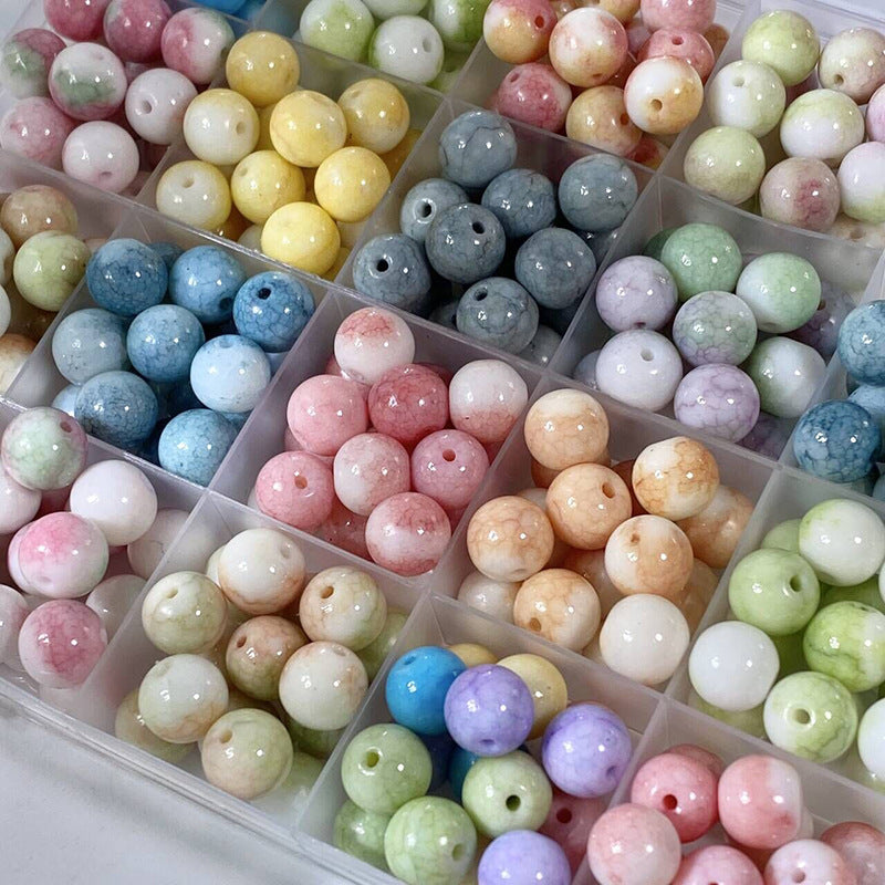(50pcs)10MM Porcelain & Glass Beads with Celestial Dragon Printing