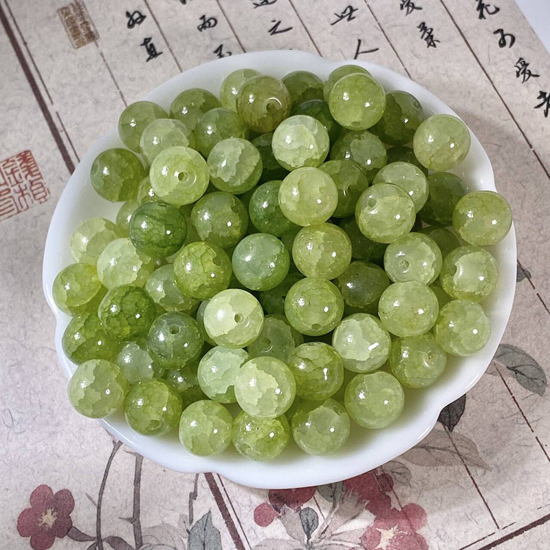 (50pcs)10mm Jade Crackle Glass Beads