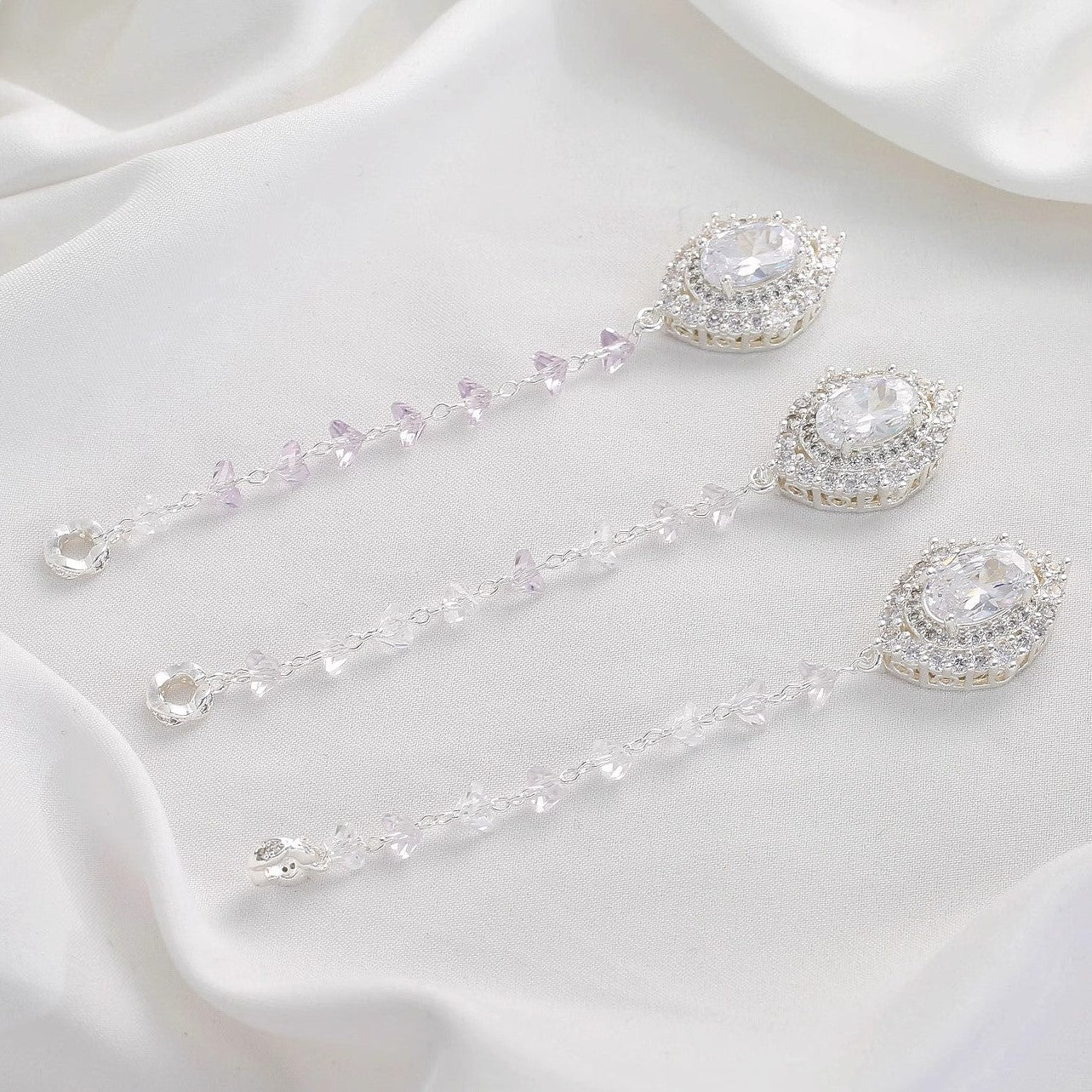 Zirconia Teardrop Tassel Pendant with Through-Hole